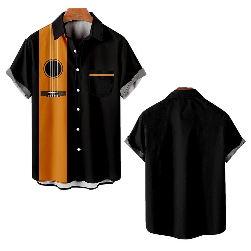 Европейская и американская летняя мужская рубашка больших размеров из Гонконга с 3D цифровой печатью, повседневная рубашка с короткими рукавами, мужская одежда