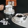 Black and White Floral Mug Modern Tea Cup Tableware Coffee Cup Set  Office