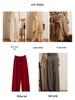 Women's High Waist Wide Leg Cashmere Pants - Floor-Length, Elastic Waist, Urban Fall/Winter Style