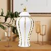 Художественная керамика Банка для хранения Фарфоровая ваза для цветочных композиций Элегантная банка-имбирь с крышкой Свадебные украшения