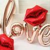 LOVE Letter Foil Balloon Lipstick Red Lip Foil Balloon Anniversary Wedding Valentine's Day Birthday Party Decoration Bridal Ball