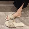 Summer New Flat-bottomed Slippers Women's Outer Wear Spring Soft-bottomed Versatile Pearl Beach Sandals