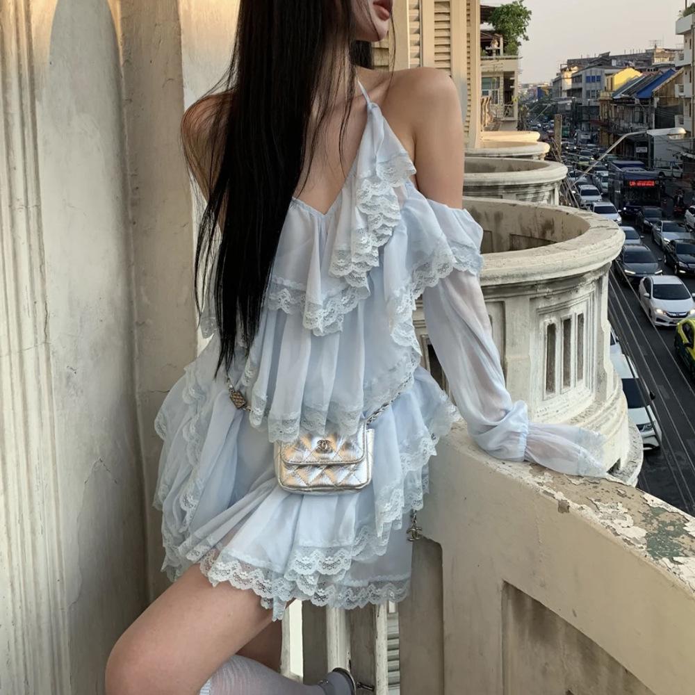 Sweet Blue Layered Fairy Halter Dress