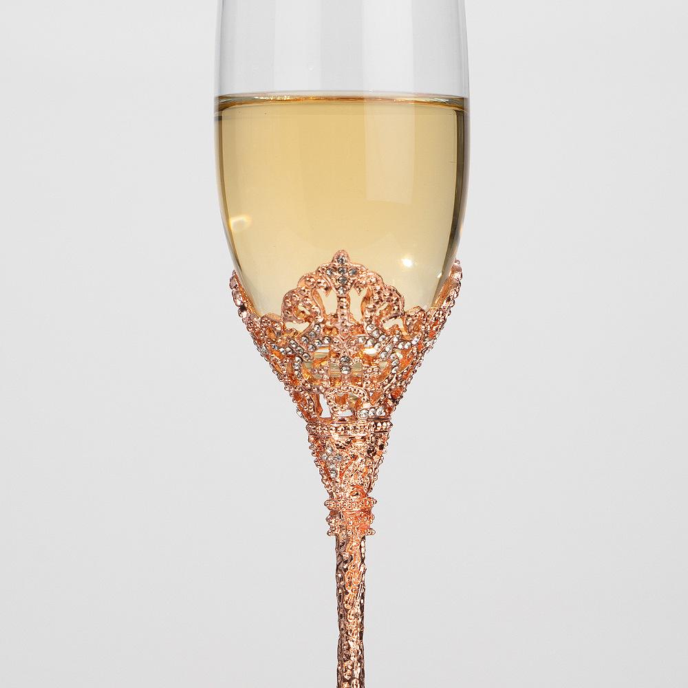 Винтажный набор хрустальных бокалов для шампанского и вина с тиснением в виде пузырьков в подарочной коробке