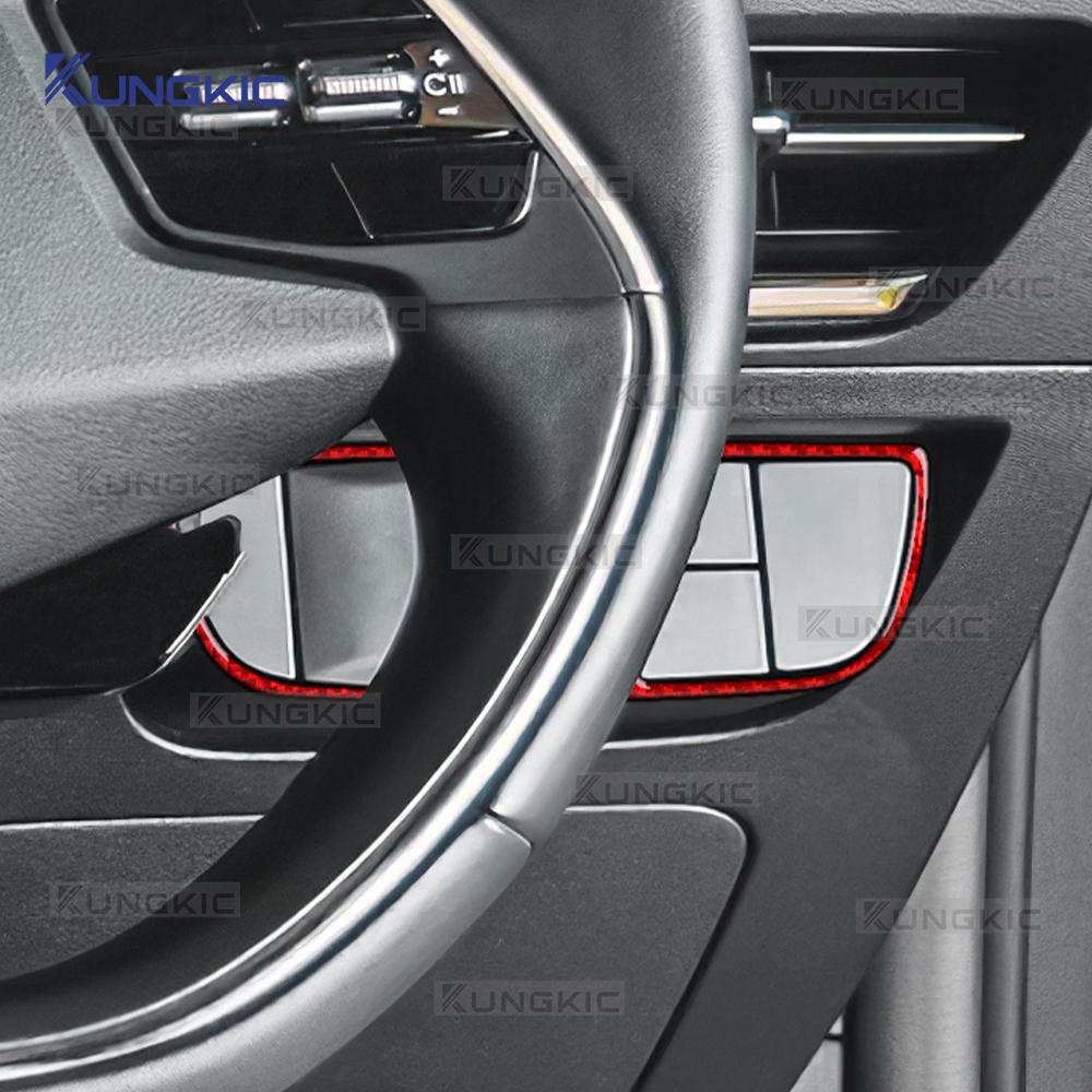 Real Soft Carbon Fiber Sticker For Kia EV6 GT EV 2022 2023 2024 2025 LHD RHD Car Headlight Button Switch Decor Interior Trim
