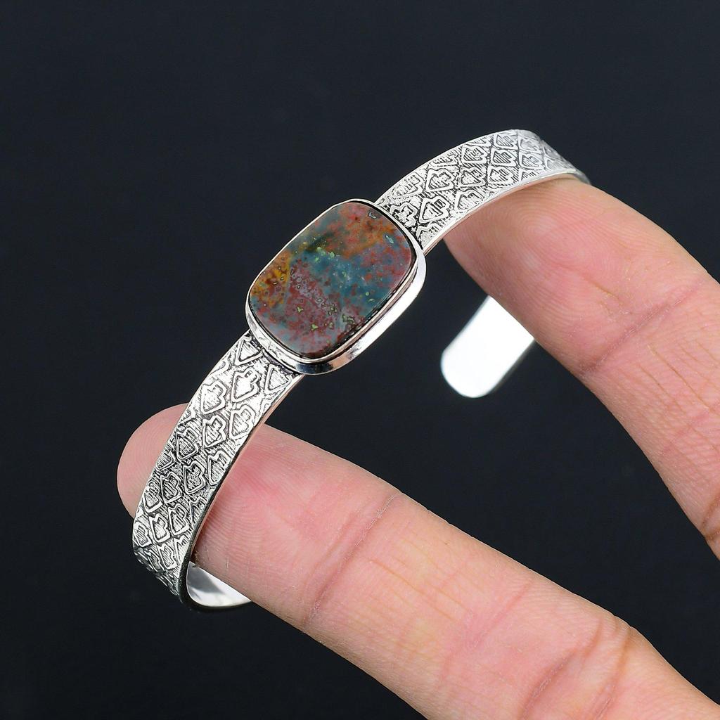 Friendship Day Deal Bloodstone Stone 925 Sterling Silver March Bangle Jewelry