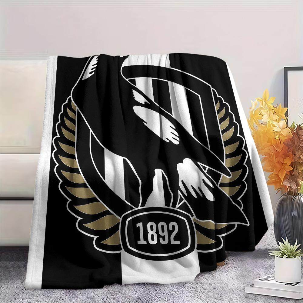 Collingwood Magpies Print Flannel Blanket, High quality Comfortable for All Seasons, Home Decor, Warmth and Comfort