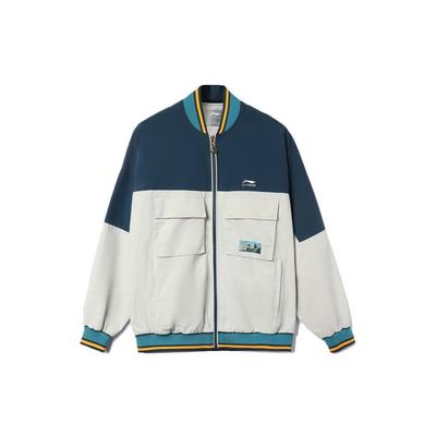Водонепроницаемая свободная куртка с цветными блоками Li Ning Sports Trend Series, осенняя куртка унисекс, темно-синяя, антарктическо-серая, AJDR383-3