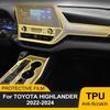 Прозрачная TPU пленка с предварительной резкой для Toyota Highlander 2026 2026 2026 Панель переключения передач в салоне, центральная консоль, аксессуары для защиты PPF