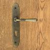 DEVON door handle with escutcheon for 72mm cylinder, ANTIQUE GOLD
