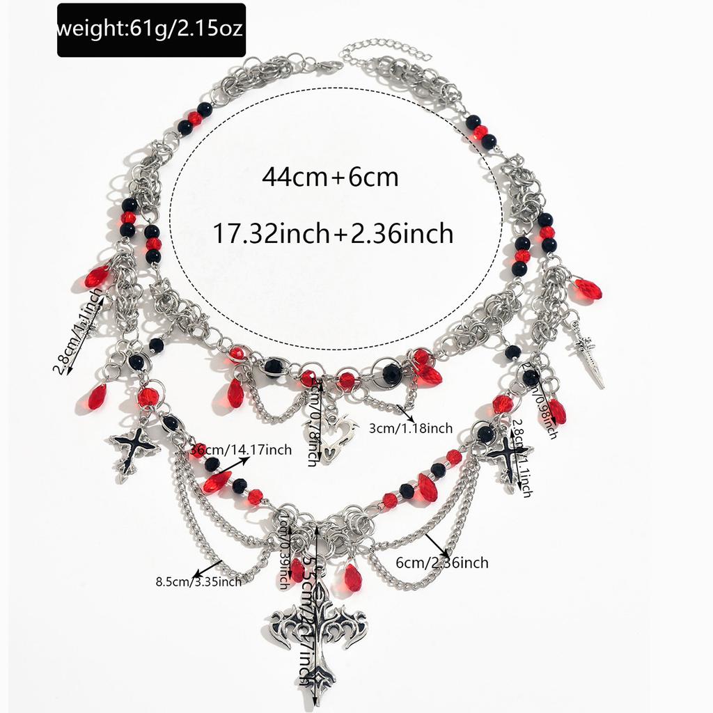 Gothic Style Cross Necklace, Retro Dark Punk Style Ladies Necklace, for Halloween Easter Birthday Gift