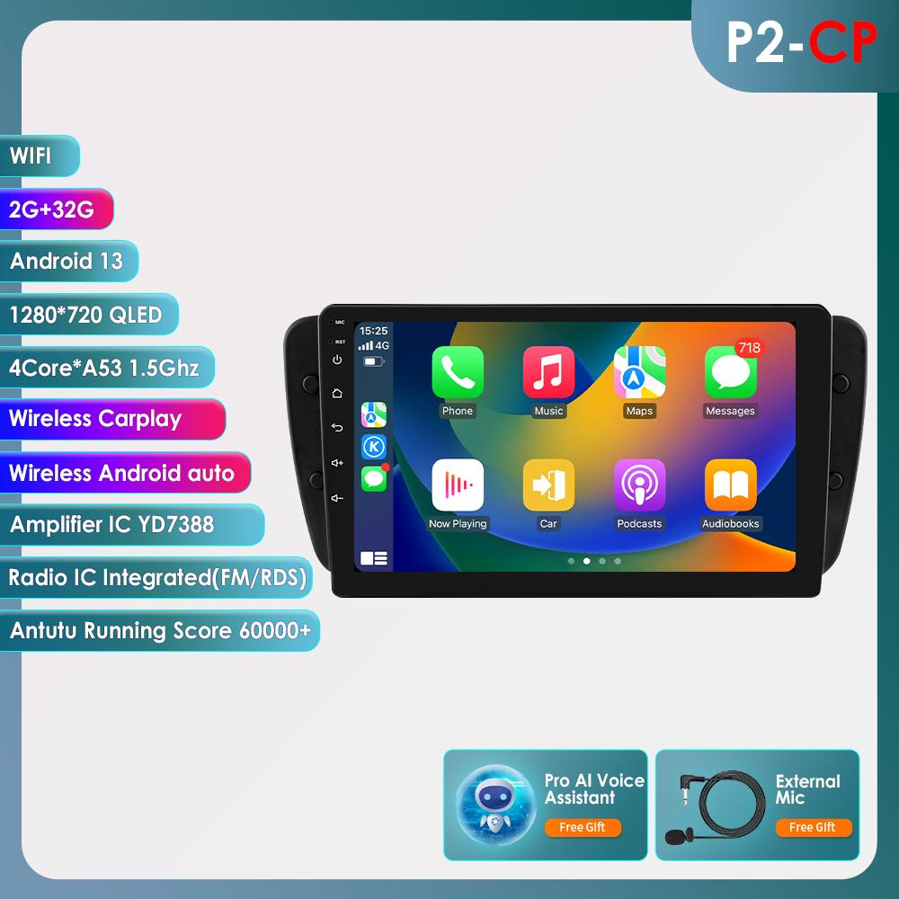 8G+128G Carplay 2 Din Android Radio for Seat Ibiza 6j 2009 2010 2011 2012 2013 AI Voice 4G-LTE Car Multimedia GPS Intelligent Screen 2din Autoradio