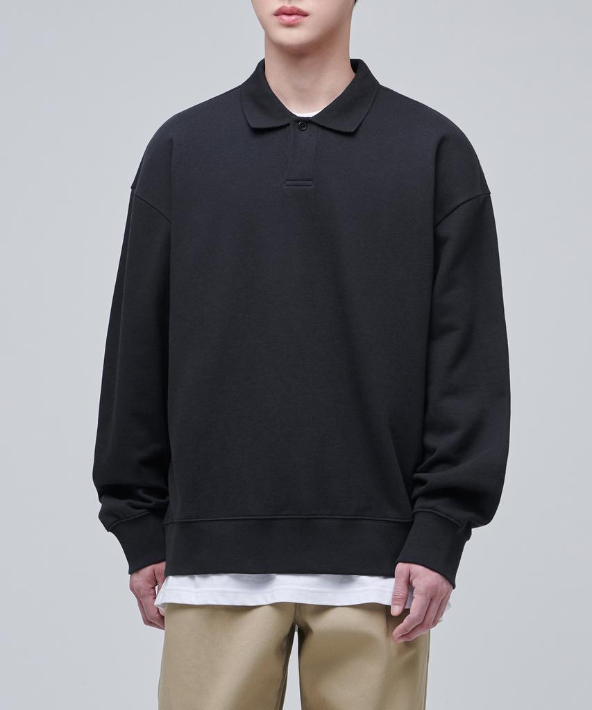 MUSINSA STANDARD Oversized Collared Sweatshirt [Dark Gray]