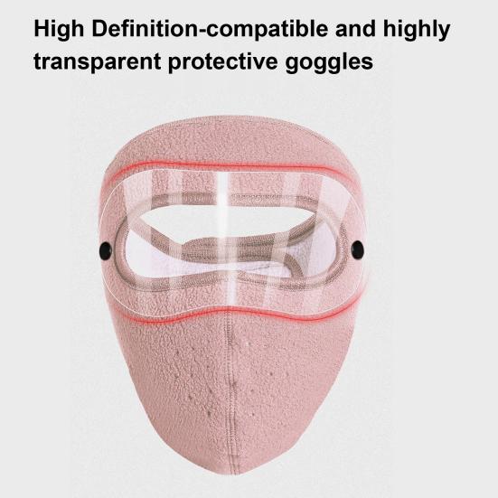 Зимний флисовый защитный бафф для лица с очками для мужчин и женщин, для холодной погоды, на открытом воздухе, с прозрачным стеклом, ветрозащитный, противотуманный, термозащитный, полнолицевой.