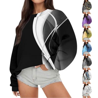 Женская повседневная модная Свободная толстовка с длинным рукавом и круглым вырезом с принтом