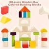 Wooden 30pccolored Wooden Box Building Beech Shape Large Block Stacking Early Education Educational Toys