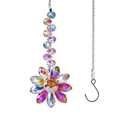 Стеклянный Цветок Ловец Солнца Подвесное Украшение Для Дома Улицы Сада Автомобиля Зеркала Заднего Вида Радуга