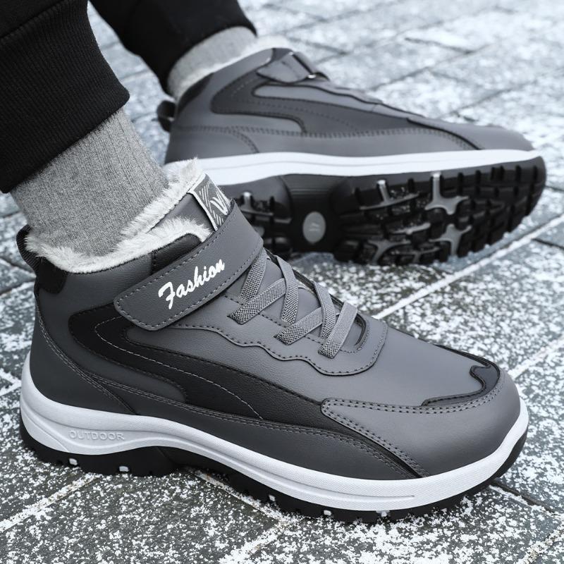 Мужская хлопковая обувь, зимние ботинки большого размера, флисовые и утепленные хлопковые ботинки, универсальные мужские ботинки для ходьбы