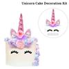 Unicorn Cake Topper Rainbow Horn Kids Girl Birthday Party Cake Decoration Tools Baby Shower Wedding Unicorn Theme Party Supplies
