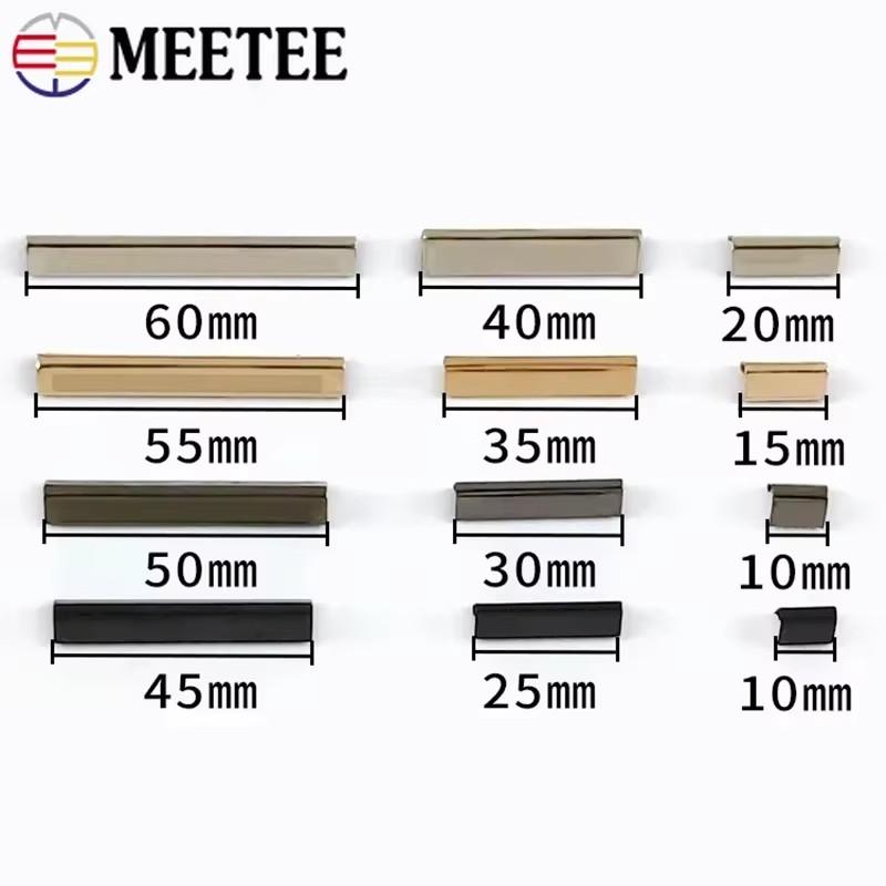 10 шт. Meetee 10-60 мм Металлическая хвостовая клипса-пряжка для ремня сумки, стопорный элемент для конца ременной ленты, застежка, крючок для ремня одежды, DIY аксессуары для изделий из кожи
