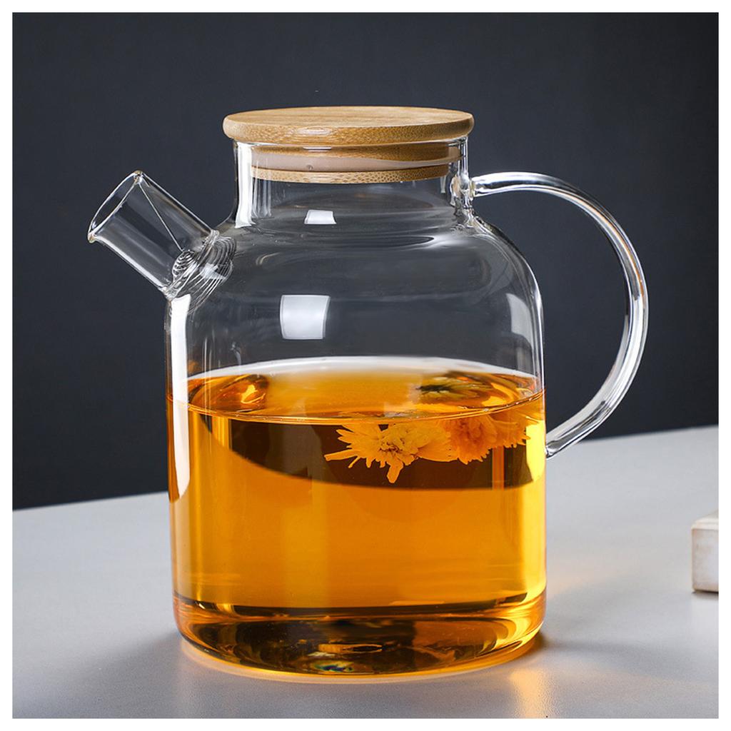 Large Transparent Glass Teapot Stovetop & Microwave Safe Kettles for Brewing Hot or Cold Tea