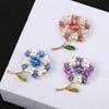 Korean Rhinestone Oil Drop Flower Brooch - Versatile High-End Fashion Accessory