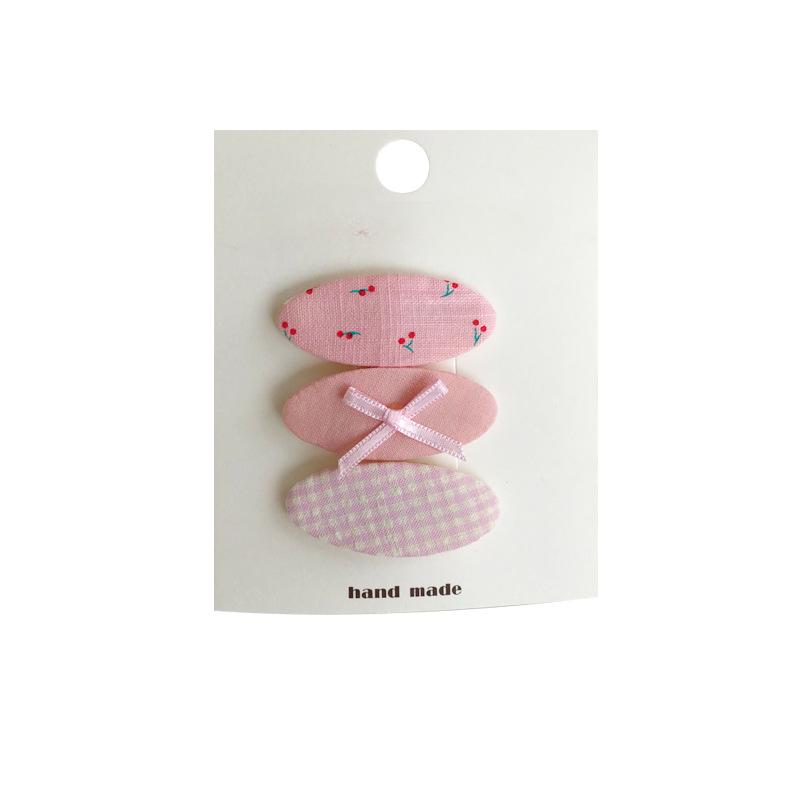 3pc/set Sweet Cute Kids Girl Hair Clip Fashion Bow Cherry Plaid Style Hair Pin Lovely Fabric Bang Side Clip Kawaii Girl Headwear
