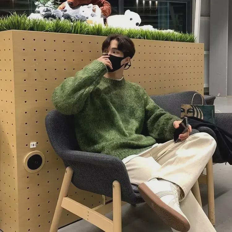 Мужской свитер-пуловер в японском ретро-стиле осень/зима 2023 года