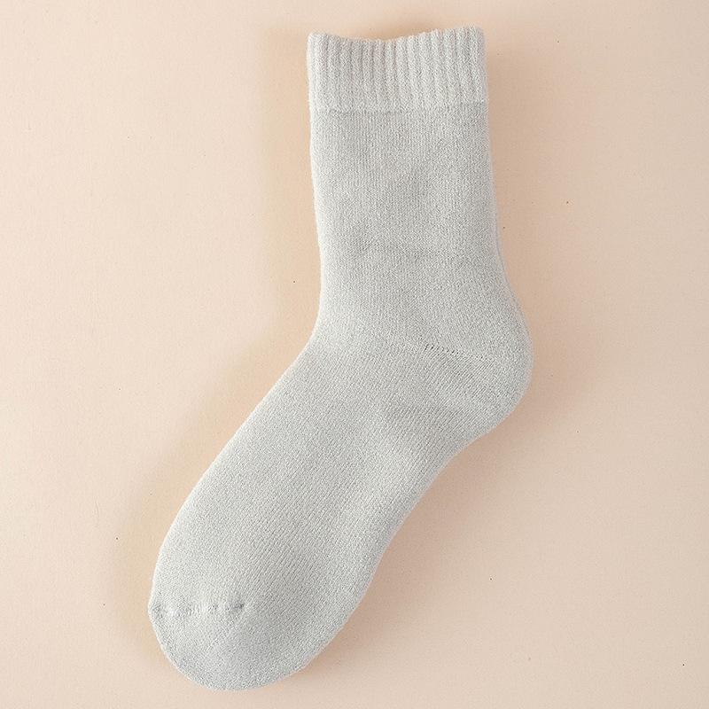 5 пар женских осенне-зимних новых однотонных утолщенных теплых носков-гольф из кроличьей шерсти