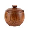 Wooden Salt Cellar Sugar Bowl Pepper Box Salt Seasoning Container Storage Box with Lid and Spoon Wooden Spice Box Spice Jars