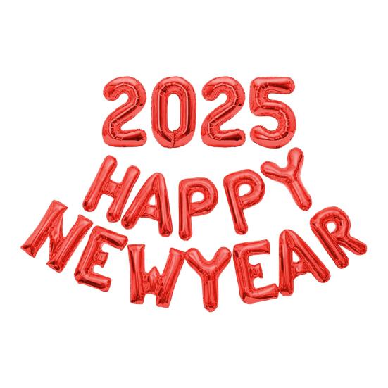 Воздушные шары с Новым годом 2025 года, 16-дюймовые буквы, цифры, алюминиевые фольгированные шары, многоразовые праздничные шары для празднования Нового года