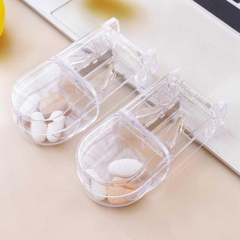 Portable Pill Cutter & Divider - Sharp, Compact Tool for Splitting Pills Into Halves or Quarters.