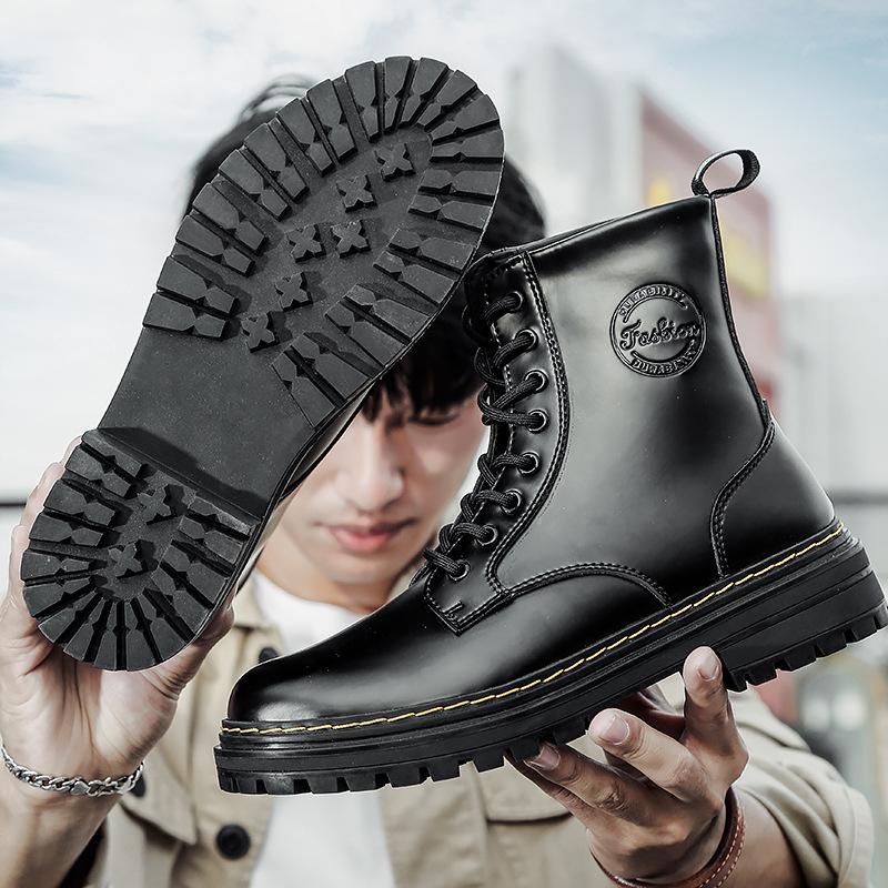 Мужские ботинки Dr. Martens Британский стиль Высокие кожаные ботинки Мужская обувь Зимние Велюровые Теплые Хлопковые Ботинки Рабочие Короткие кожаные ботинки Сноубутсы