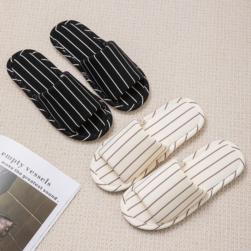 Stripe Platform Women Slippers Home Spring Summer Linen Flexible Shoes Girls Casual Indoor Slides Couple Soft Non-Slip Silent
