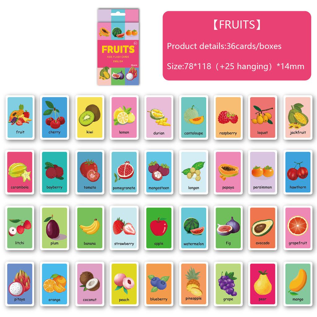 36PCS/Set Animal Shape Color Time Flash Card Kids Montessori Early Education Learning Educational Toys For Children Gifts