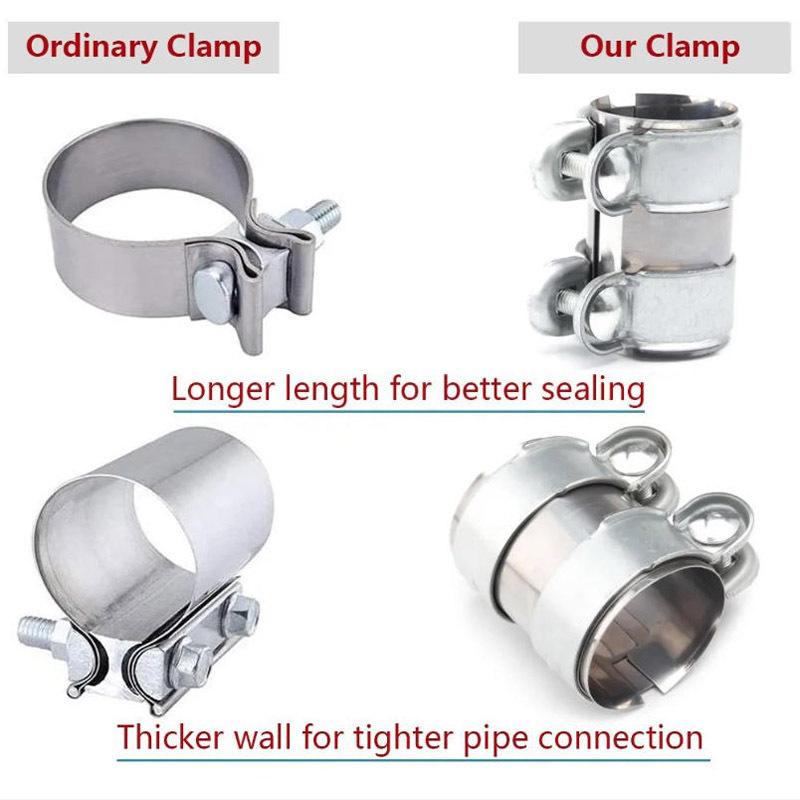 Car Motorcycles Universal 2"/2.5" Exhaust Clamp Stainless Steel Exhaust Tube Pipe Connector Joiner Sleeve Clamp Adjustable Tip