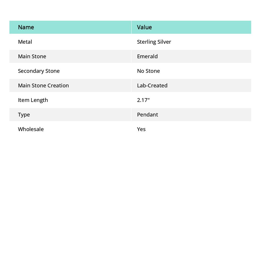 Emerald(Simulated) Gemstone Handmade 925 Sterling Silver Gift Pendant 2.17" R8H91