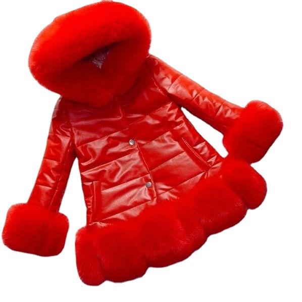 Зимняя детская куртка-пуховик для девочек из искусственного меха в стиле пэчворк с воротником из искусственного меха, детская толстая теплая парка с капюшоном, верхняя одежда