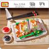 LOZ 1264 Morning Tea Dim Sum Shrimp Steamed Vermicelli Roll Food Model DIY Mini Blocks Bricks Building Toy for Children No Box