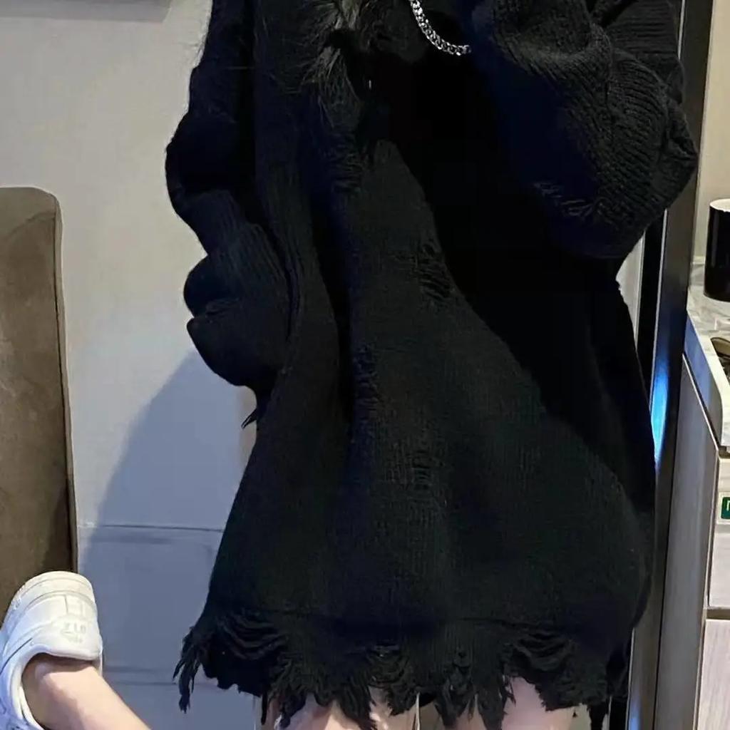 Женский свитер с дырочками, однотонный, на весну и осень, вязаный свитер с узором «свитер»