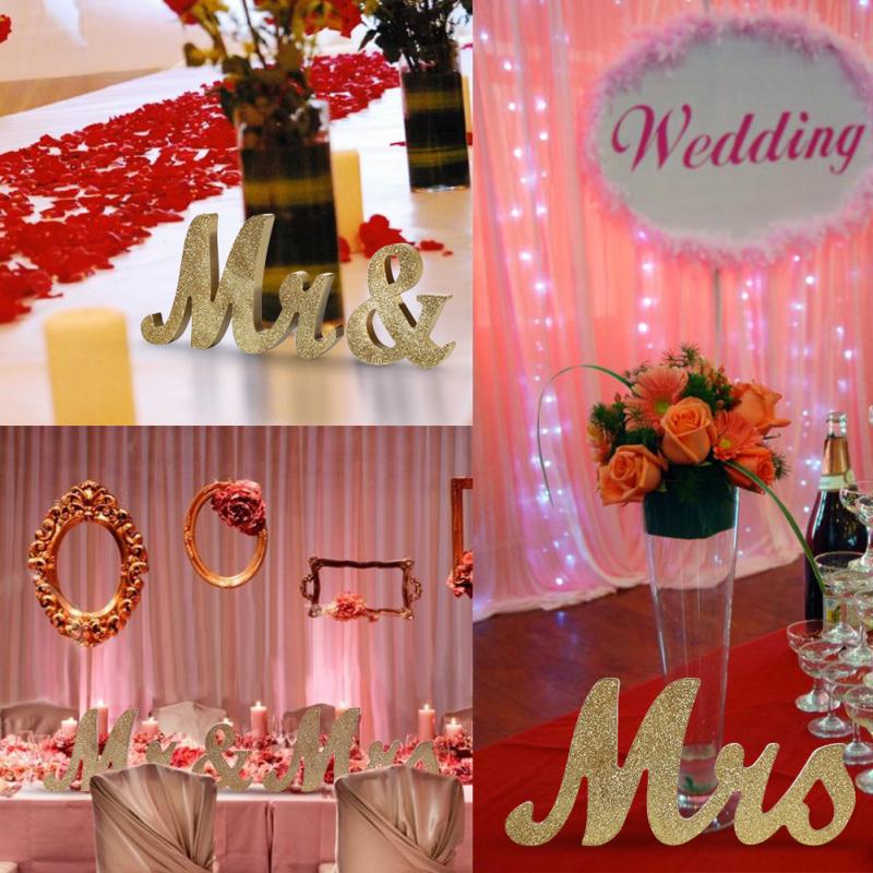 Винтажный стиль, золотые блестящие деревянные буквы Mr & Mrs для свадебного украшения, украшение своими руками