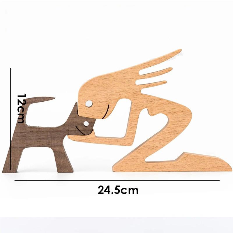 Деревянная фигурка в виде семейного щенка, настольное украшение для стола, резьба по дереву