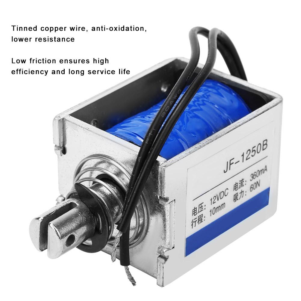 JF1250B Электромагнит постоянного тока толкающего типа 60 Н 12 В постоянного тока ход 10 мм