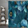 Blue Floral Plant Shower Curtain, Bathroom Decorative Shower Curtain, Waterproof Shower Curtain with Hooks