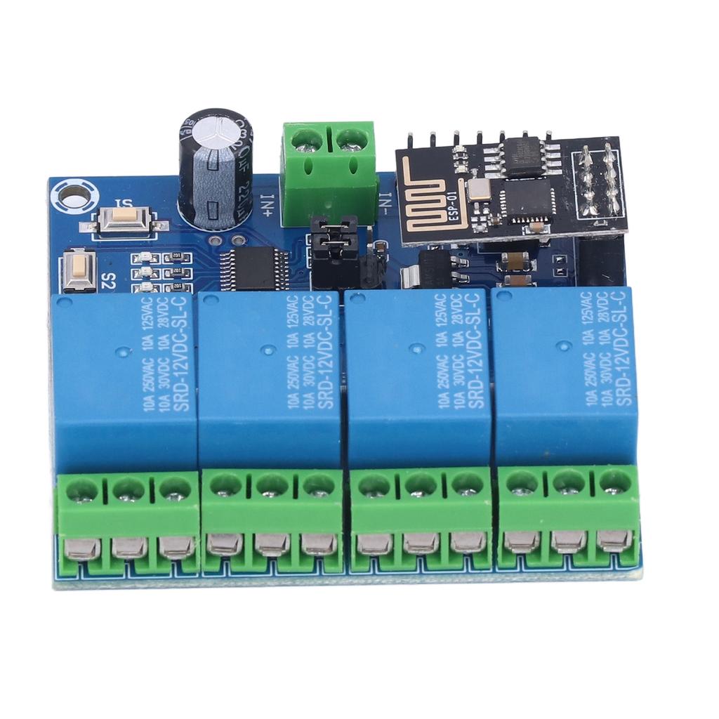 Модуль реле WiFi 4 канала Переключатель с дистанционным управлением через приложение для телефона для системы умного дома ESP826612V