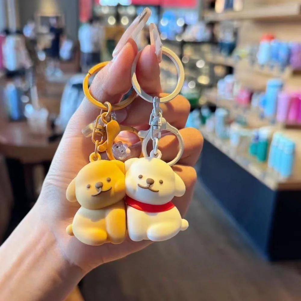 Cute Dog Couple Magnetic Keychains Pair, Creative Matching Pendant for Backpack Bag Decor, Sweet Gift for Lovers & Friends