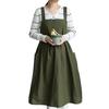 Aimoha Cafe Apron, Flared Dress Apron, Women's, Gardening Apron, 100% Cotton, Natural Cafe-Style Apron (Green)