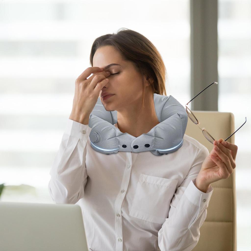 Portable U-shaped Travel Pillow Adjustable Inflatable Sleeping Pillows Office Nap Pillow Car Airplane Neck Cushion Head Support