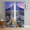 Район Уэно И Гора Прозрачные тюлевые шторы для гостиной Обработка окон Спальня Кухня Домашний декор Вуаль Драпировки