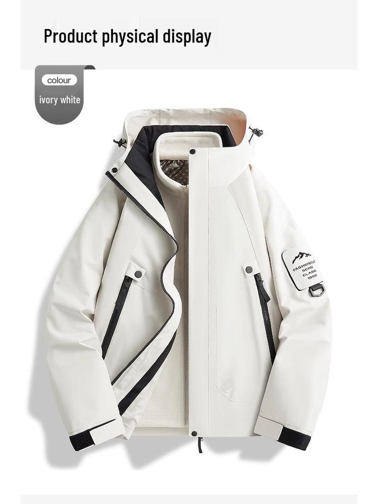 Унисекс 3-в-1 Ветрозащитная Водонепроницаемая Куртка для Хайкинга со Съемной Подкладкой для Осени/Зимы